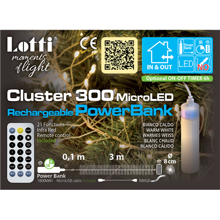 Catena Cluster 300microled Power Bank Telecom Bianco Caldo-Esterno-8 Giochi Luce
