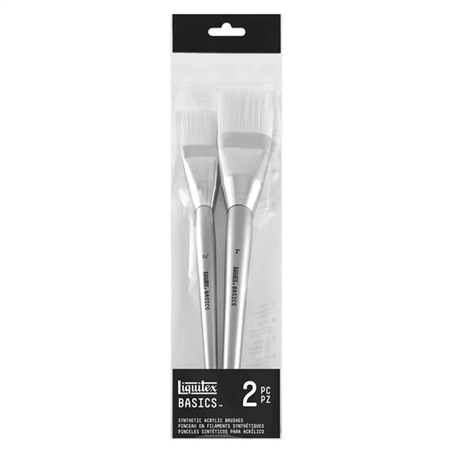 Set 2 Pennelli Basics Manico Lungo Piatto 11/2 Piatto 2