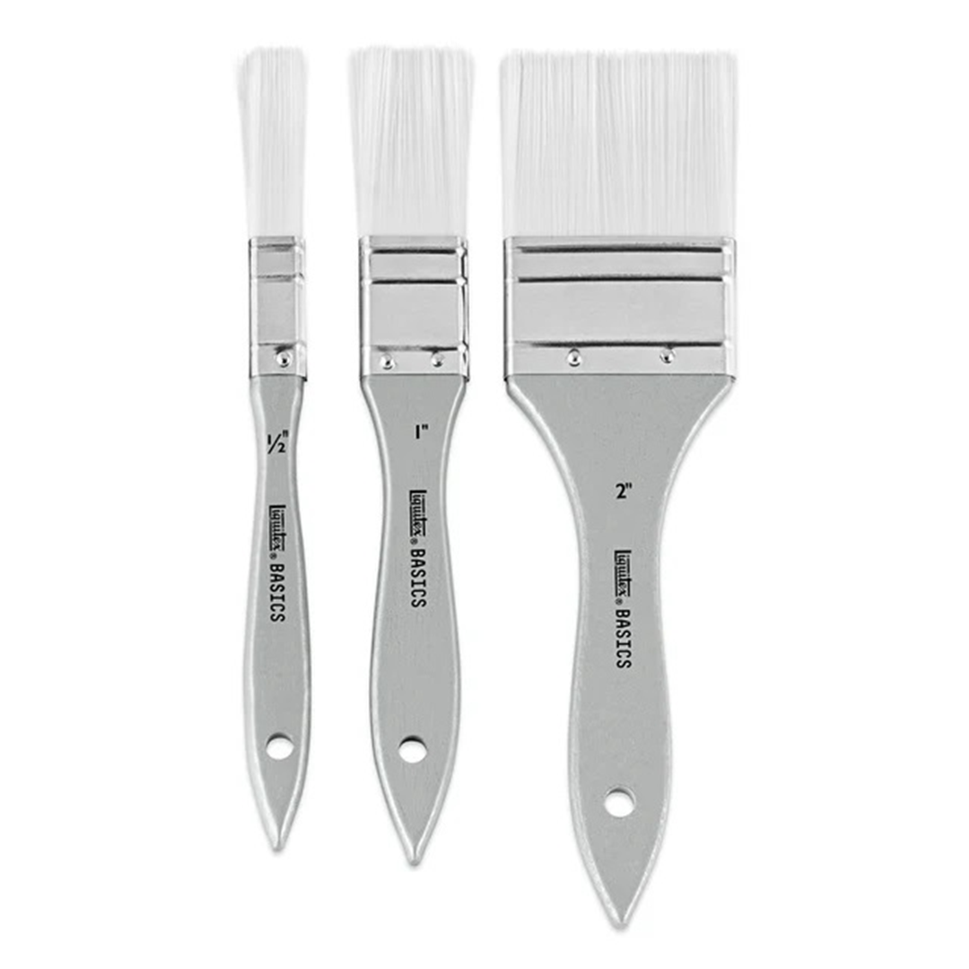 Set Tre Pennelli Basic Manico Corto Piatti Misure 1/2, 1, 2 — immagine 2