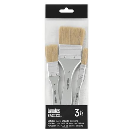 Set 3 Pennelli Basics Setola Di Maiale Piatti 1/2, 1, 2  Manico Corto