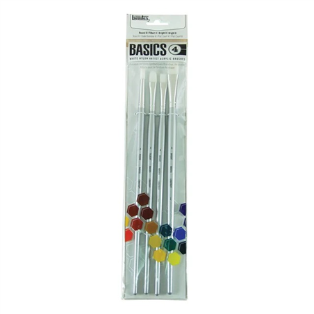Set 4 Pennelli Basics Manico Lungo Assortiti