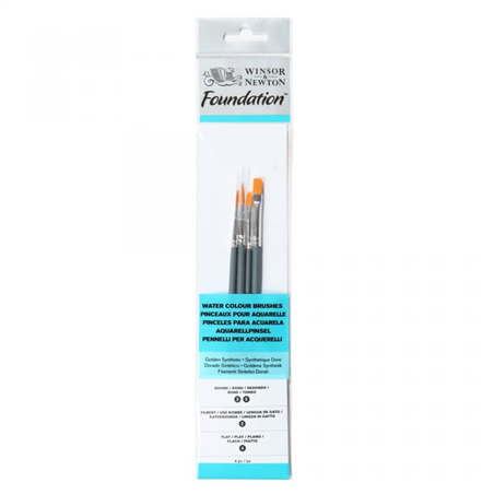 Set 4 Pennelli Foundation Per Acquerello Assortiti
