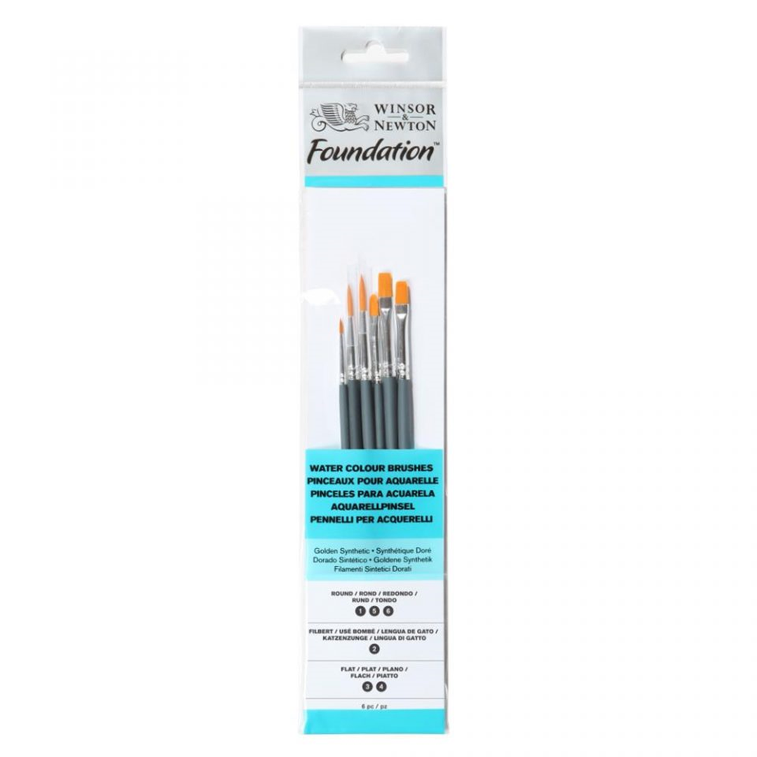 Set 6 Pennelli Foundation Per Acquerello Assortiti