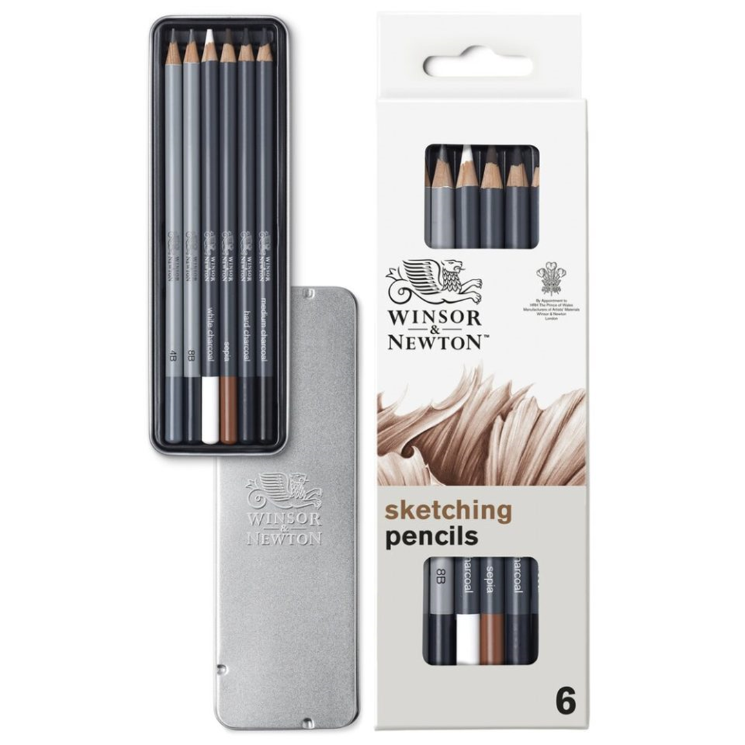 Winsor&Newton Studio Collection Sketching - Set di 6 matite da schizzo in scatola di metallo — immagine 3