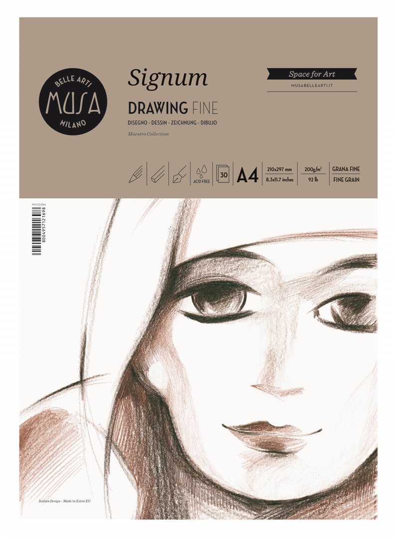 Blocco Signum A4 Gr.200/mq Fogli 30 Grana Fine