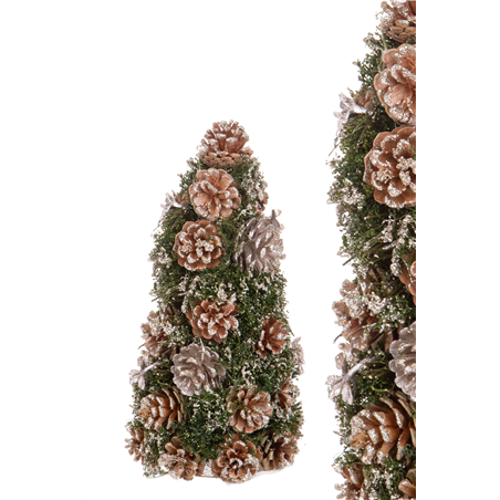 Albero Cono Pino Verde Pigne Oro H30cm