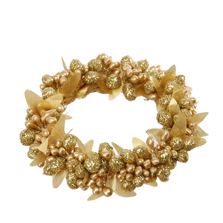 Corona Girocandela Mini Bacche D10cm Oro Glitter