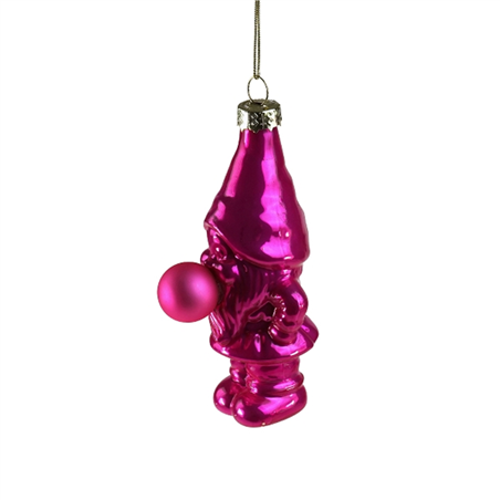 Ornamento Vetro Gnomo Bubbles 10cm Pink