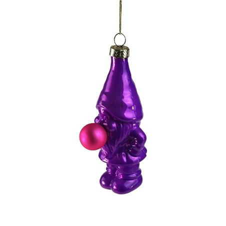 Ornamento Vetro Gnomo Bubbles 10cm Purple