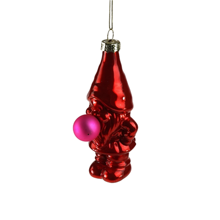 Ornamento Vetro Gnomo Bubbles 10cm Red