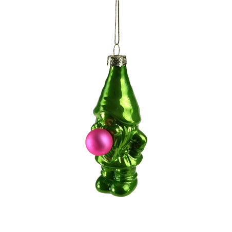 Ornamento Vetro Gnomo Bubbles 10cm Green