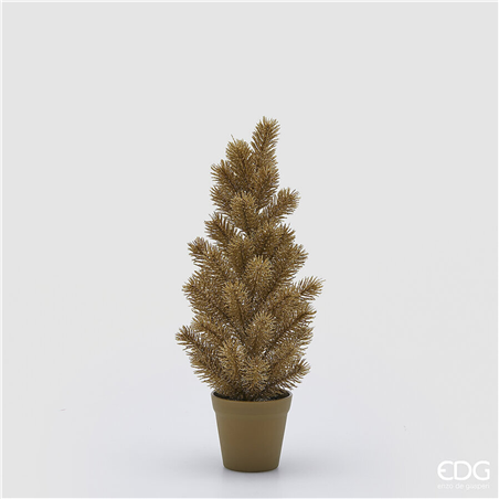 Albero Pino Oro Glitter Con Vaso H47cm