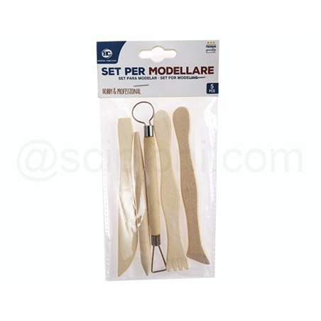 Set Per Modellare In Legno Cm. 15 5 Pezzi Assortiti
