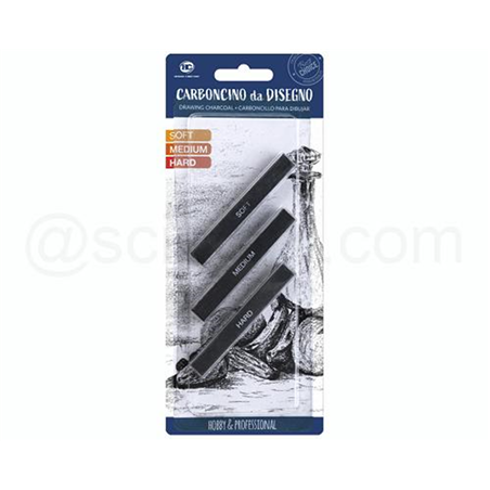Set Carboncini Da Disegno Quadrati Pezzi 3 Soft/medium/hard