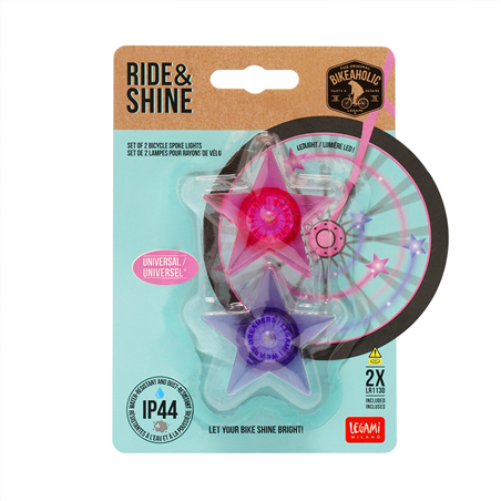 Set 2 Luci Per Raggi Bicicletta Ride & Shine Unicorn