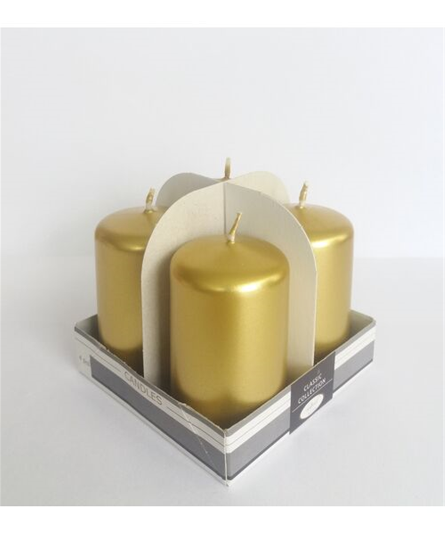 Candela Moccolo Metal D40mm H70mm  4pz Oro — immagine 2