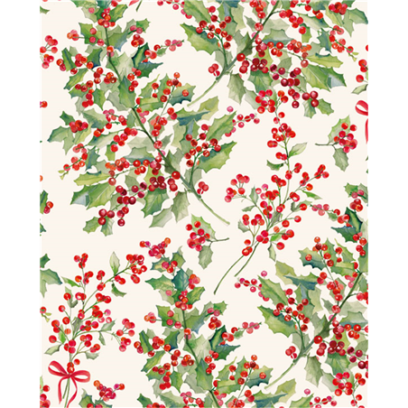Carta Regalo 70x100 Natale  Bacche Agrifoglio