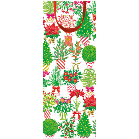 Busta Regalo Bottiglia 13x9x33cm  Christmas Flower Market