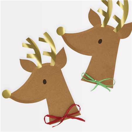 Piatto Carta Sagomato Natale 8pz Merimeri Reindeer