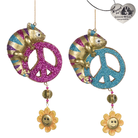 Ornamento Camaleonte Peace&love 16cm