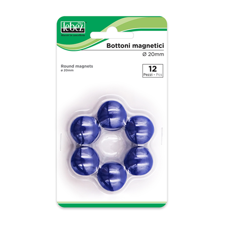 Bottoni Magnetici 20mm 12pz X Lavagna Blu
