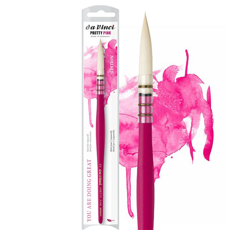 Pennello Serie 494 N. 2 Pretty Pink Edition Tondo Manico Corto Fibra White & Wavy