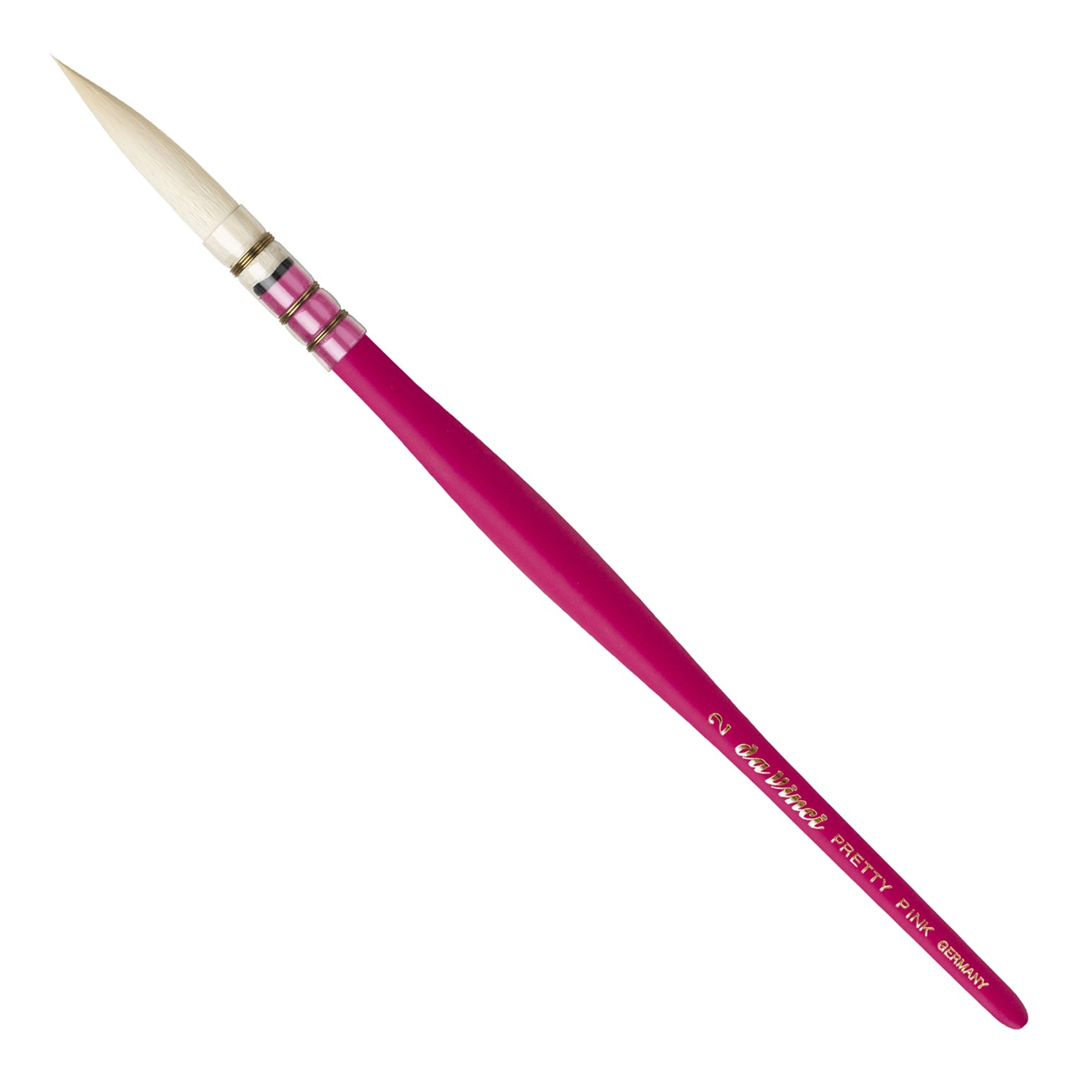 Pennello Serie 494 N. 2 Pretty Pink Edition Tondo Manico Corto Fibra White & Wavy — immagine 2