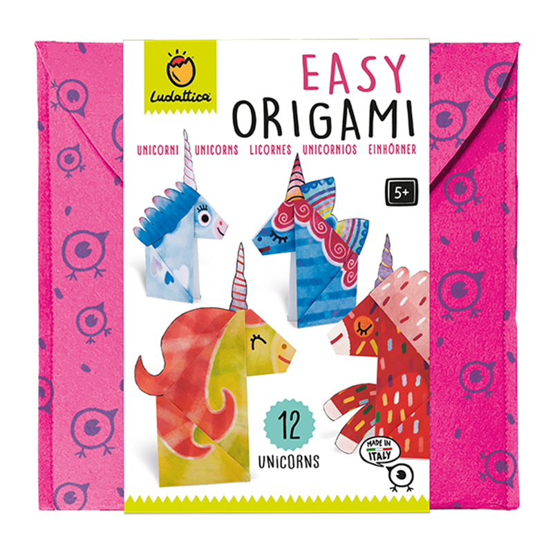 Kit Baby Origami Ludattica - 12 Origamis à Plier, Dès 3 Ans, Emballage Tissu, Fabriqué En Italie