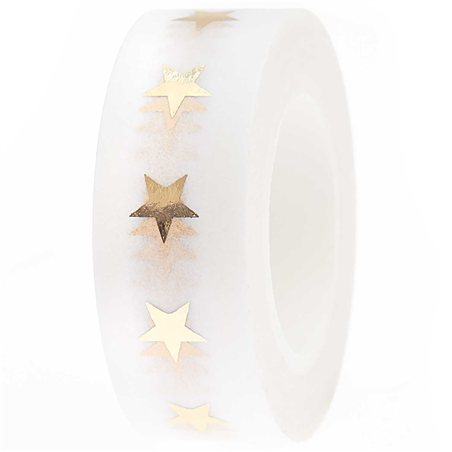 Tape 1,5x10mt Natale Stars White Gold