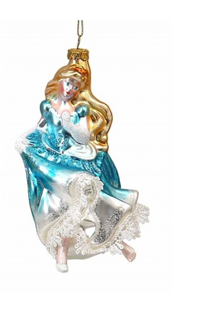 Ornamento Vetro 1pz Favola Cenerentola 15cm