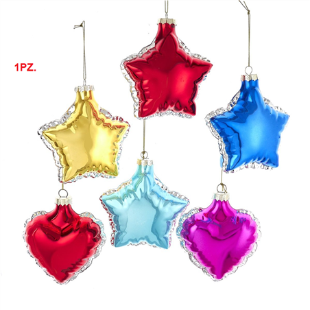 Ornamento 1pz. Vetro Heart& Star Balloon Multi
