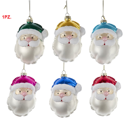 Ornamento 1pz. Vetro Santa Balloon Multicolor