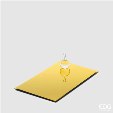 Base Candela Specchio Rettangolare 30x18.5cm Oro