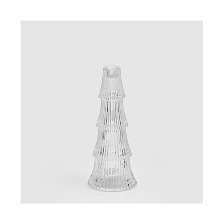 Portacandela Vetro Pino Strati H24cm D10cm Trasparente