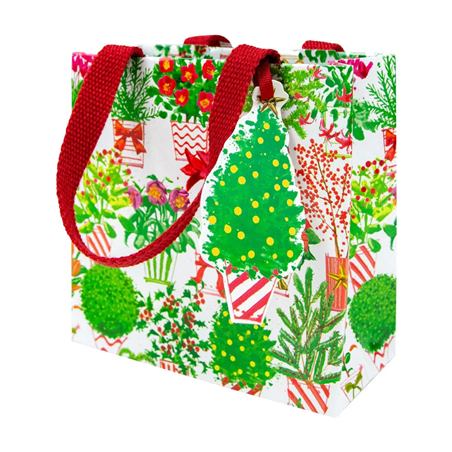 Busta Regalo Shopper 14.5x6.4x14.5cm Natale Christmas Flower Market