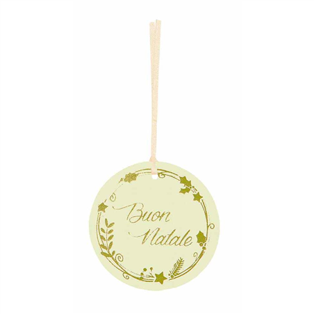 Segnapacco Velluto Buon Natale D10cm 6pz Bianco Oro