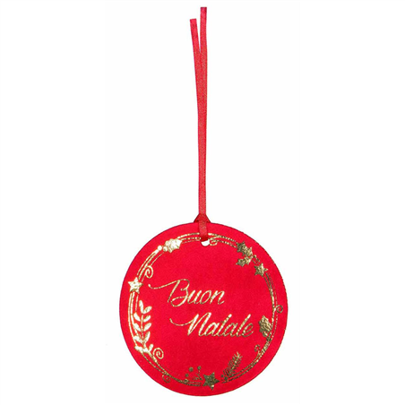 Segnapacco Velluto Buon Natale D10cm 6pz Rosso Oro