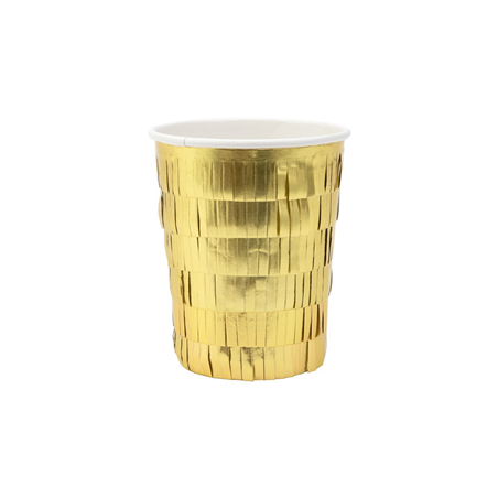 Bicchiere Carta 256ml 8pz Frange Oro