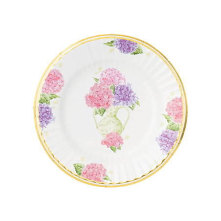 Piatto Carta 21cm 8pz  Ortensie