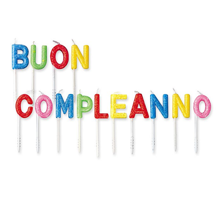 Set Candeline Picks 7 Cm Buon Compleanno Assortite Glitter