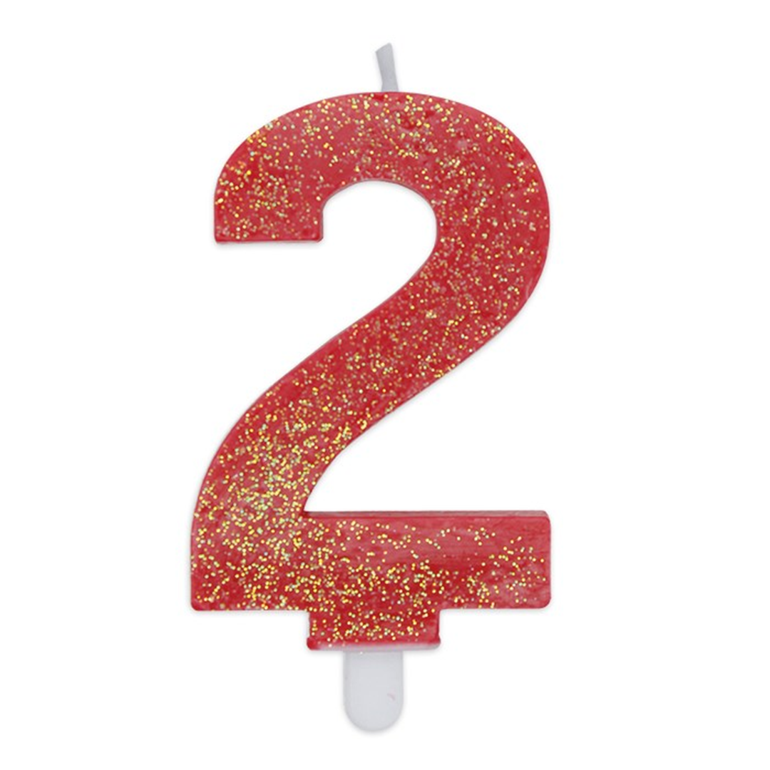 Candela Numero Sweety Glitter Rosso 2