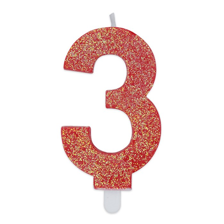 Candela Numero Sweety Glitter Rosso 3