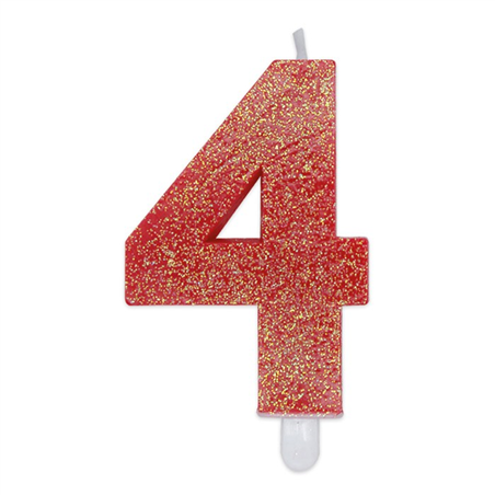 Candela Numero Sweety Glitter Rosso 4