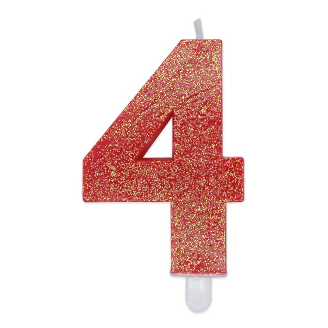 Candela Numero Sweety Glitter Rosso 4