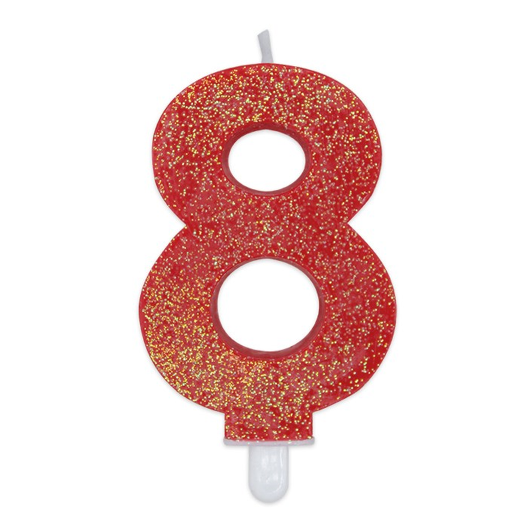 Candela Numero Sweety Glitter Rosso 8