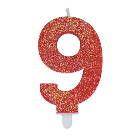 Candela Numero Sweety Glitter Rosso 9