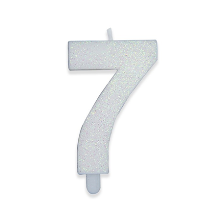 Candela Numero Sweety Glitter Bianco 7