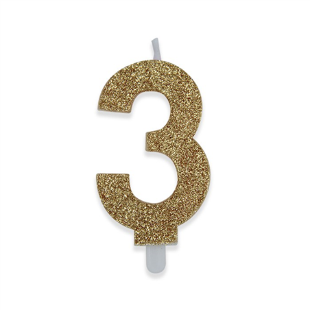 Candela Numero Sweety Glitter Oro 3