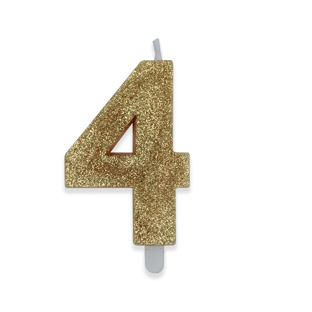 Candela Numero Sweety Glitter Oro 4