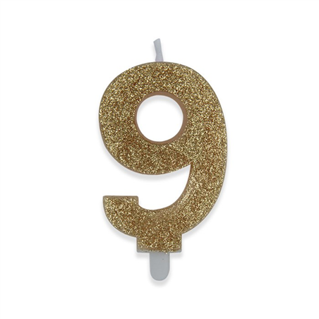 Candela Numero Sweety Glitter Oro 9